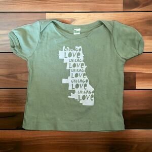 Royal Apparel Unisex Tee‎ Sz 12-18 Mo Chicago Love Map Green White Short Sleeve